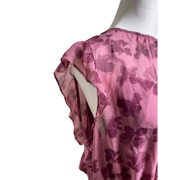 Simply Vera Sz XL Mauve Tiered Ruffled Flutter Sleeves Lightweight Fabric Dress - Picture 4 of 5